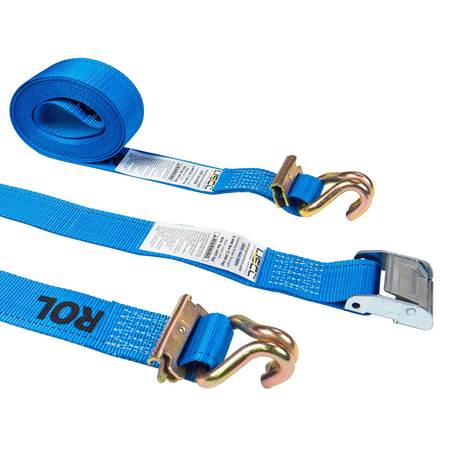 US CARGO CONTROL 2'' X 20' Blue E-Track Cam Straps w/Spring E-Fittings and Wire Hooks C320SEFWH-BLU